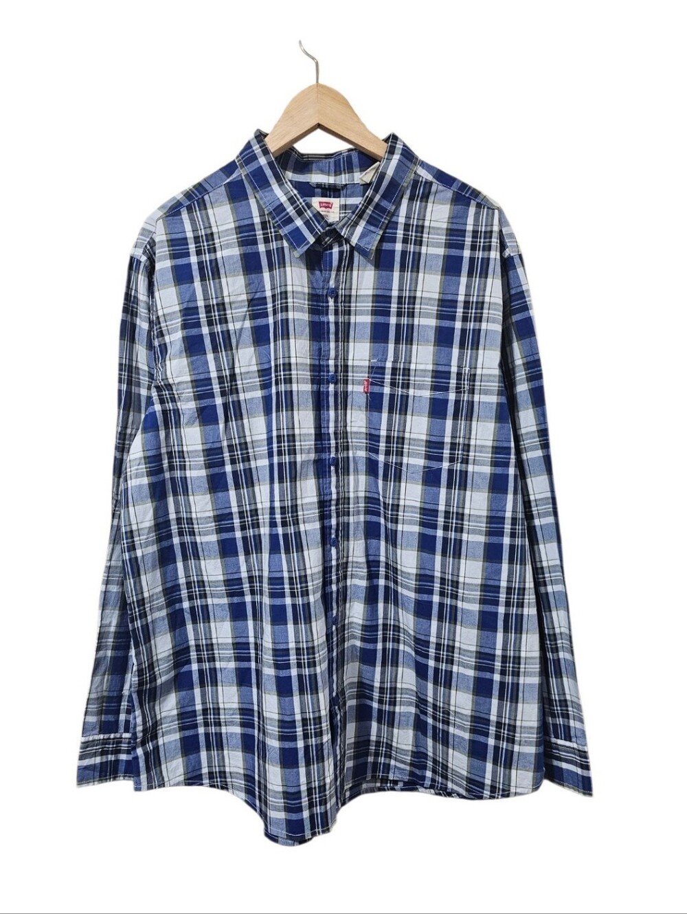 Levi’s Men’s XXL Plaid Button Down Long Sleeve Shirt NWT Blue White